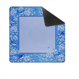 Tapis de mahjong antidérapant bleu à motif floral et oiseaux avec sac de transport pour jeux de poker et de dominos pour hommes, réduction du bruit - Product Image 1