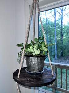 Étagère murale étagères corde de chanvre bois massif moderne pot de fleurs lanière Suspension décor à la maison stockage salon meubles - Product Image 2