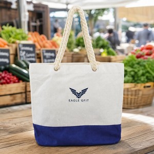 Sac à bandoulière promotionnel, léger, en coton 100%, design personnalisé accepté pour les sacs en coton de supermarché - Product Image 1