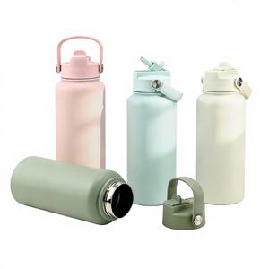 Custom Logo 32oz Insulated Stainless Steel Double Wall Vacuum Water Bottle Handle Lid Straw BPA Free 12-24hrs <b>Thermal</b> Insulation - Product Image 1