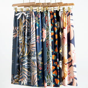 Pantalones de Verano para Mujer, Estampado Floral, Ropa de Dormir Informal, Holgados, Talla Grande, Pierna Ancha, Pantalones para Estar en Casa - Product Image 3