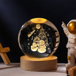 <span class=keywords><strong>Boule</strong></span> <span class=keywords><strong>de</strong></span> <span class=keywords><strong>cristal</strong></span> gravée au laser 3D avec base en bois LED - Décoration <span class=keywords><strong>de</strong></span> Noël avec arbre <span class=keywords><strong>de</strong></span> Noël et bonhomme <span class=keywords><strong>de</strong></span> neige, cadeau, ornement <span class=keywords><strong>de</strong></span> Noël festif - Product Image 2