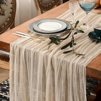 Chemin de table en voile froissé style occidental texturé pour mariage et fête, style bohème, pour e-commerce transfrontalier
