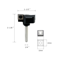 Fraise de surfaceuse CNC à 2 ailettes, diamètre de coupe 1-1/2 po, queue de 1/4 po, à plaquettes en carbure pour le travail du bois