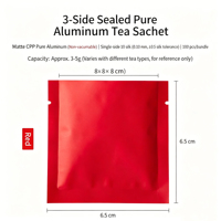 Sachet de thé noir réutilisable scellé sur trois côtés, emballage de thé portionné de 5g avec fermeture éclair, petit sachet à bulles en aluminium
