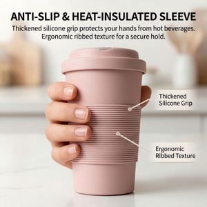 Eco-Friendly 12Oz Drink Reusable <b>Bamboo</b> Fiber <b>Mug</b> Drinking Microwave Safe Coffee Cup Bulk Sustainable Cafe Drinkware - Product Image 4