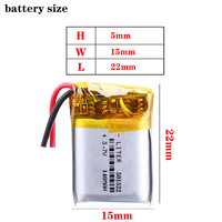 501522 3.7v 140mah rechargeable petites cellules de batterie au lithium polymère ion