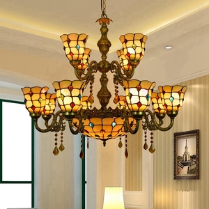 Enorme Led Luce Del Pendente Sala Da Pranzo Dell'hotel Lampadari Lampada Moderna Casa Cristal Tiffany Macchiato di Vetro Di Grandi Dimensioni <span class=keywords><strong>Doppio</strong></span> <span class=keywords><strong>Lampadario</strong></span> di Cristallo - Product Image 2