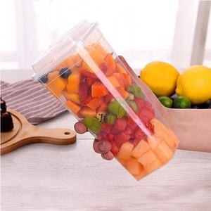 Gobelet à salade de fruits en plastique PP de forme carrée avec fourchette, gobelets jetables transparents écologiques à offrir - Product Image 1