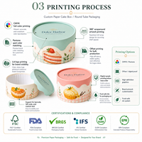 Caja de Papel Personalizada para Pastel, Caja Redonda para Pastel, Tubo de Papel de Grado Alimenticio, Empaque OEM, Fabricante de Cajas de Regalo para Postres de Panadería