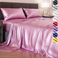 Ensemble de draps en Satin noir soyeux de luxe, 6 pièces, en gros