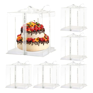 Boîte d'emballage carrée transparente en plastique pour gâteaux, idéale pour les mariages et les pâtisseries, vente en gros - Product Image 1