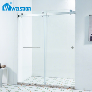 باب دش زجاجي مزدوج منزلق بدون إطار من الفولاذ المقاوم للصدأ مع زجاج مقوى عالي الجودة من ويسدون - Product Image 1