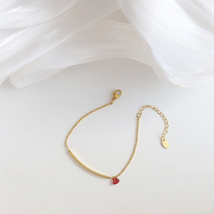 Wholesale Unisex Stainless Steel 18K Gold Plated Classic Fashion <b>Bracelet</b> <b>Red</b> Heart Charm Claw Setting Zircon Anniversary Gifts - Product Image 4