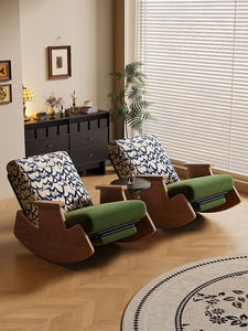 Sillón Mecedora Telescópico de Madera Maciza para Sala de Estar o Dormitorio, Silla Mecedora con Respaldo L92 - Product Image 3