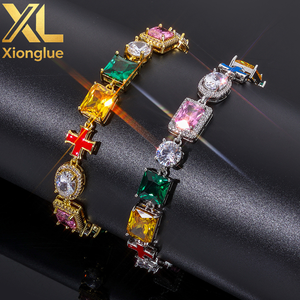 กำไลข้อมือเซอร์คอนสีสันสดใส คุณภาพพรีเมียม สำหรับขายส่ง B2B ตัดแบบบริลเลียนท์ ประดับเพชรแบบกรงเล็บ เงินแท้ S925 ชุบทอง 18K ดีไซน์แบบ Halo  เครื่องประดับฮิปฮอป รับผลิตแบบ OEM - Product Image 2