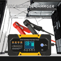 Chargeur de batterie de voiture intelligent 12V/24V 10A rapide avec LED, puissance de sortie 90W, ports AC pour réparation de voitures et motos (UE/US)