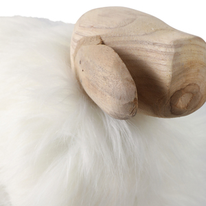 Statuetta di pecora in legno con decorazioni in pelliccia sintetica per la casa, soggiorno, ufficio, mensola, tavolino da caffè, ornamento - Product Image 5