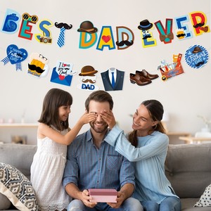 Bannière spirale en papier pour fête, Fête des Pères et <span class=keywords><strong>Anniversaire</strong></span>, avec motifs moustache, cravate, costume, bière, outils, chaussures, décorations - Product Image 1