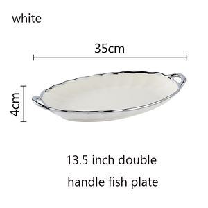 Vaisselle en céramique de luxe à bord <span class=keywords><strong>argent</strong></span>é, bol en <span class=keywords><strong>porcelaine</strong></span> blanc gris, vaisselle, <span class=keywords><strong>assiette</strong></span>, vaisselle de ménage, vente en gros - Product Image 4