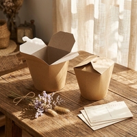 Caja Redonda de Papel Kraft para Alimentos, Envase de Papel para Fideos, Contenedor para Ensaladas de 500 ml, 700 ml, 750 ml, 1000 ml