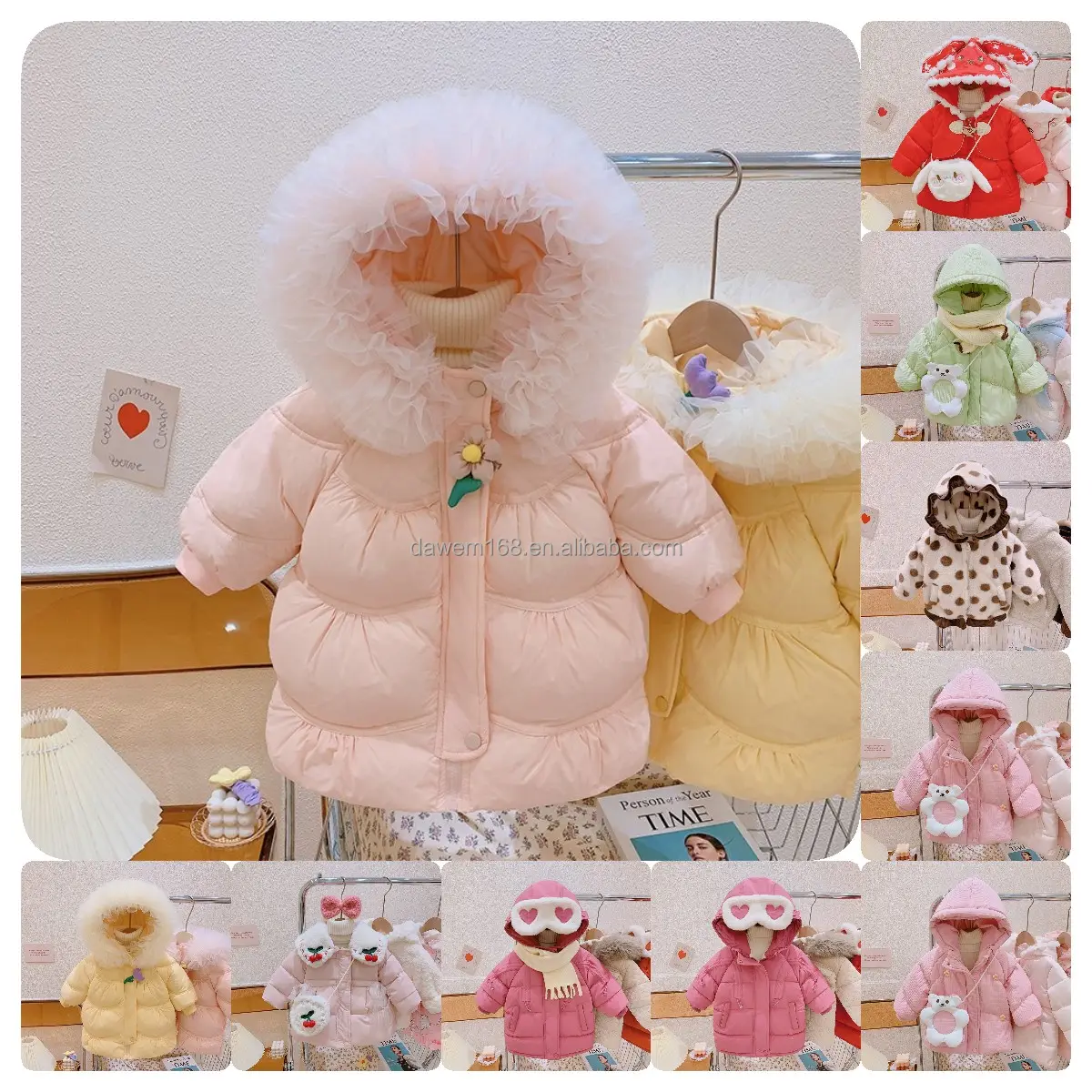 Atacado novo inverno das crianças grosso quente algodão acolchoado roupas meninos e meninas médio crianças casaco com capuz roupas infantis