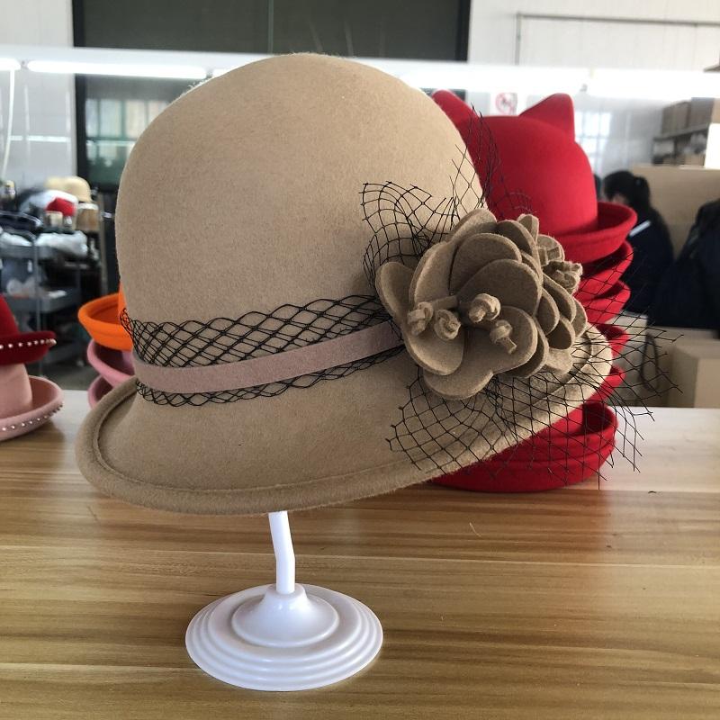 Winter Outdoor Vintage Camel Bowknot Wool Felt Hats