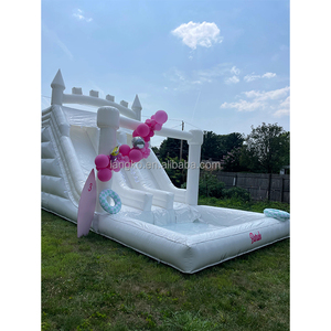 Toboggans aquatiques gonflables de couleur blanche pour usage commercial en extérieur avec <span class=keywords><strong>escalade</strong></span> en PVC pour la location de fêtes de mariage et d'anniversaire - Product Image 3