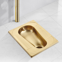 Ensemble WC moderne de luxe en acier inoxydable SUS304 doré PVD, cuvette sans rebord, pour bars, KTV, clubs, toilettes publiques, robuste et facile à installer