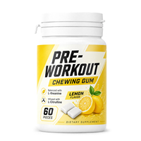 Vitahall Chewing-gum sans sucre au citron pour la préparation avant l'entraînement, 60 pièces, L-citrulline, L-théanine, complément énergétique rapide et pratique pour l'entraînement en salle de sport