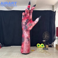 Grande main de démon gonflable sanglante pour décoration extérieure d'Halloween, accessoire de main de zombie gonflable effrayant pour parc et jardin