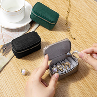 Boîte à bijoux populaire en cuir avec fermeture éclair, mini, personnalisable avec logo, pour voyage, rangement de colliers et boucles d'oreilles, en promotion