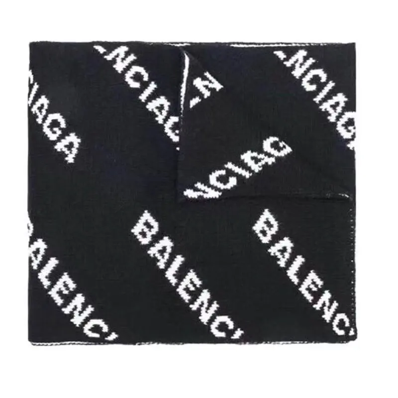 autumn and winter, Europe and American new men's and women's black and white letters two-sided luxury fashion brand scarf