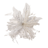 H665 DIY Accessoires de décoration de mariage : Pince à cheveux et broche en dentelle blanche pure, plumes, perles, cristaux et fleurs torsadées