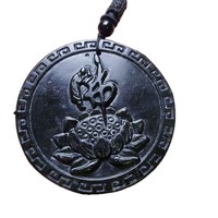 Pendentif Bouddha en Jade Serpentine, Collier Lotus Vert, Plaque Ronde en Jade - Artefact Culturel pour Couples