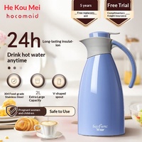 Carafe Thermique He Kou Mei Grande Capacité Style Européen Bouilloire Domestique 2L à Bouton Poussoir Chauffe-Eau Étudiant en Acier Inoxydable