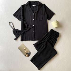 Ensemble pyjama 3 pièces pour femmes de style européen et américain - Vêtements de détente légers et respirants pour la <span class=keywords><strong>maison</strong></span> et la détente - Product Image 2