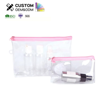 Pochette de maquillage transparente en PVC OEM personnalisée étanche sac à cosmétiques transparent pour le voyage lettre motif étui pour le stockage