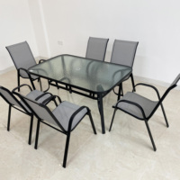 Ensembles de meubles de jardin en plein air salle à manger chaise pliante Table rectangulaire 6 places Table jardin Patio 7 pièces ensemble de jardin