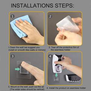 Gunot — distributeur automatique de dentifrice, ensemble mural avec presse-dentifrice Simple Super collant, pour la salle de bain et la salle de bain - Product Image 6