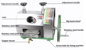 Extractor de Jugo de Caña de Azúcar Portátil, Comercial y Doméstico, con Motor, Mini Máquina Exprimidora de Acero Inoxidable 304, 0.35kW - Product Image 4