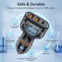 Cargador de Coche Multi-Dispositivo de 3 Puertos PD QC, Mini Enchufe Compacto de Carga Rápida para iPhone, Samsung, Teléfonos Android, Tabletas, Adaptador de Corriente