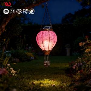 Buitentuin Waterdicht Roze Scheureffect Led Vlamstroom Effect Hangende Lantaarns Zonne-Energie Hete Ballon - Product Image 1