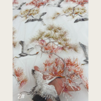 Nouveau tissu en tulle brodé style chinois avec motifs pin et grue, 6 couleurs, lourdement pailleté, pour robe Qipao