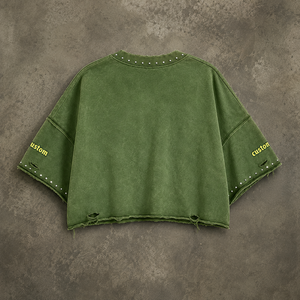 เสื้อยืดผู้ชายแบบเรียบ 220GSM ลายพิมพ์สีเหลืองเขียวทันสมัย คอเสื้อแบบพับได้ เสื้อยืดลำลอง - Product Image 3