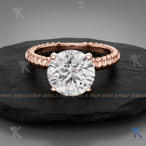 Bague de fiançailles en or massif 14 carats avec diamant taille brillant rond pour femme, classique, certifiée IGI, diamant de laboratoire, cadeau de mariage et d'anniversaire - Product Image 2