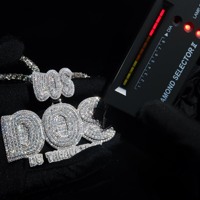 Collier Pendentif Personnalisé Los Dos Iced Out en Moissanite, Argent Sterling 925, Diamant VVS, Bijou Statement Hip Hop pour Rappeur