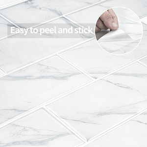 Décoration <span class=keywords><strong>de</strong></span> maison moderne Panneaux muraux en <span class=keywords><strong>PVC</strong></span> imperméables à motif marbre 3D pour la cuisine et la <span class=keywords><strong>salle</strong></span> <span class=keywords><strong>de</strong></span> <span class=keywords><strong>bain</strong></span> Mise à jour Carreaux muraux autocollants - Product Image 3