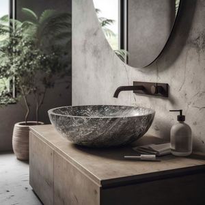 อ่างล้างมือในห้องน้ำติดผนังพร้อมกระจก LED อ่างล้างจานเคาน์เตอร์ควอทซ์เป็นมิตรกับสิ่งแวดล้อมดีไซน์ที่ทันสมัย - Product Image 3