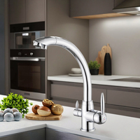 Robinet de cuisine chromé en laiton haut de gamme avec mitigeur de cuisine pour canalisation d'eau pure